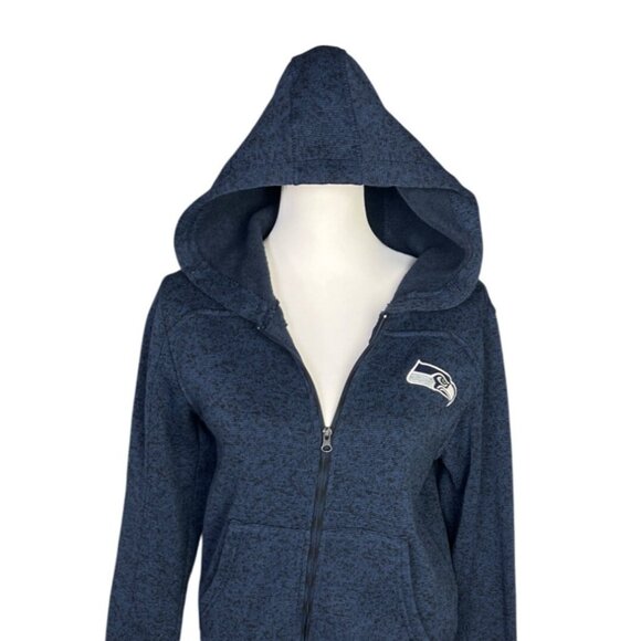 Seattle Seahawks Full-Zip Hoodie Blue Heather Embroidered Logos  Fleece size S - Picture 2 of 10